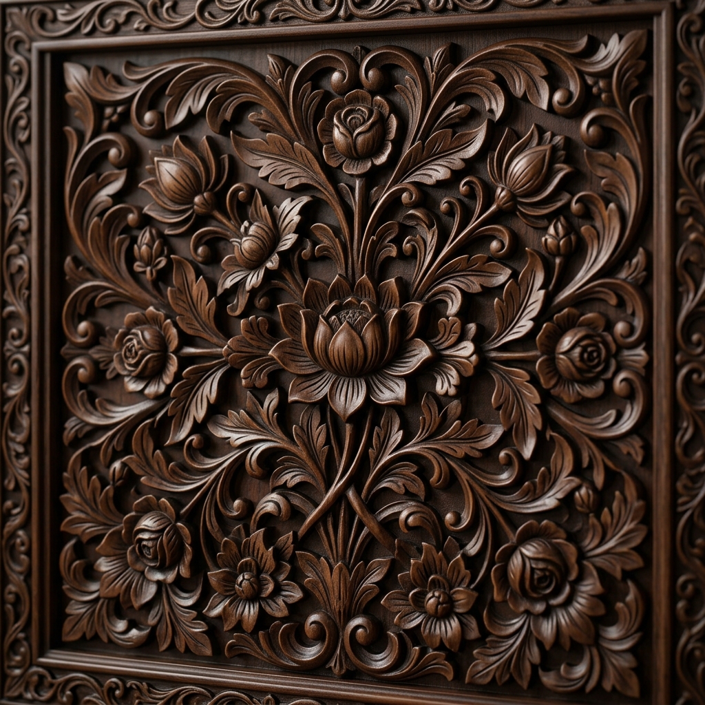 Heraldic Crest Wood Carving